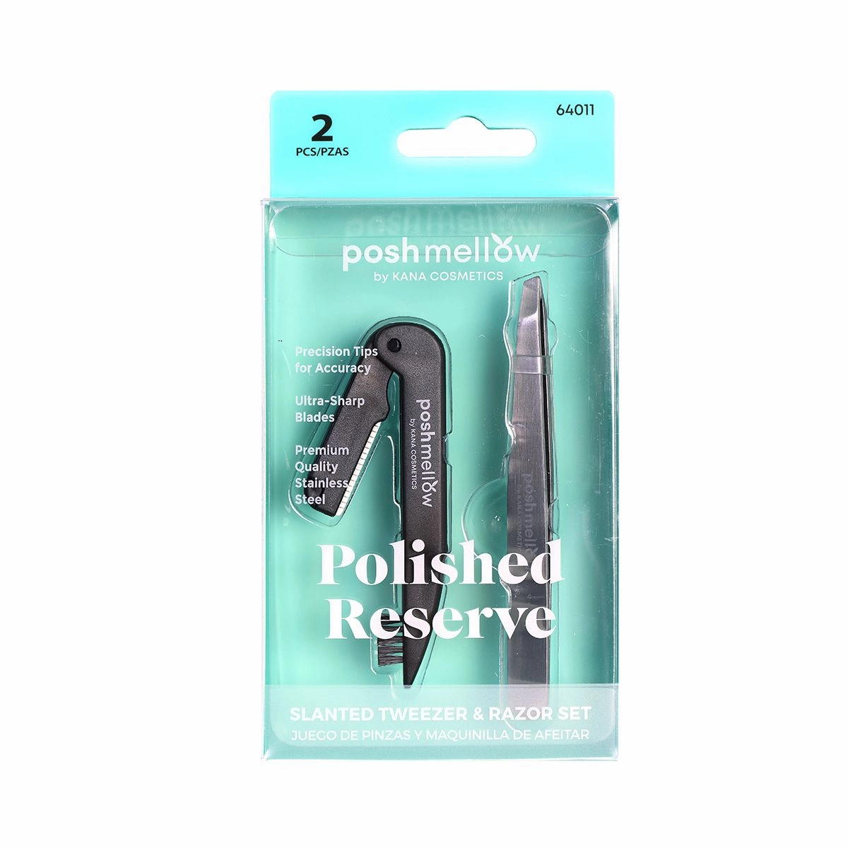 64011 Polished Reserve: Slanted Tweezer & Razor Set