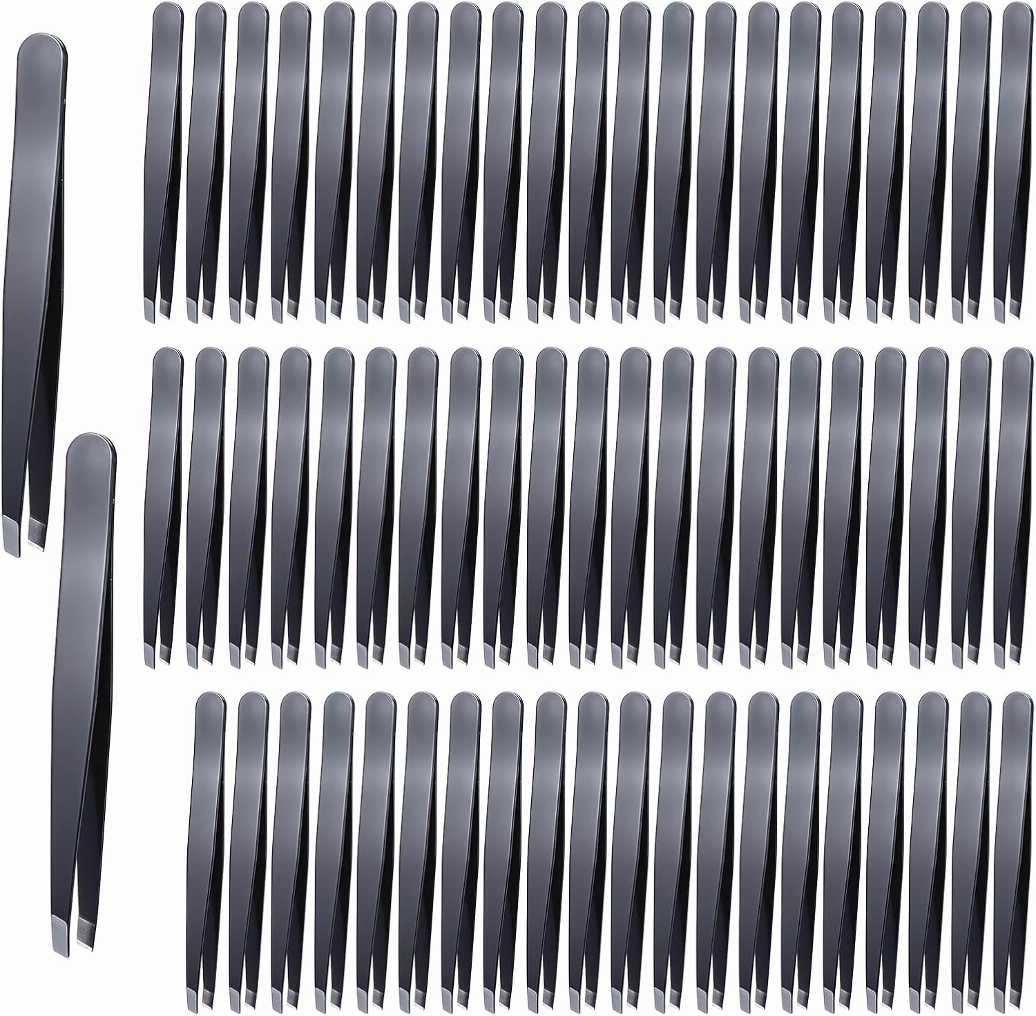 64 Pieces Slant Tweezers for Eyebrows, Precision Tweezer Bulk Stainless Steel Mini Tweezers for Women and Men for Brow Facial Hair Ingrown Hair Removal & Plucking Blackhead