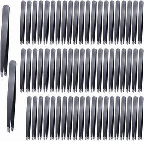 64 Pieces Slant Tweezers for Eyebrows, Precision Tweezer Bulk Stainless Steel Mini Tweezers for Women and Men for Brow Facial Hair Ingrown Hair Removal & Plucking Blackhead