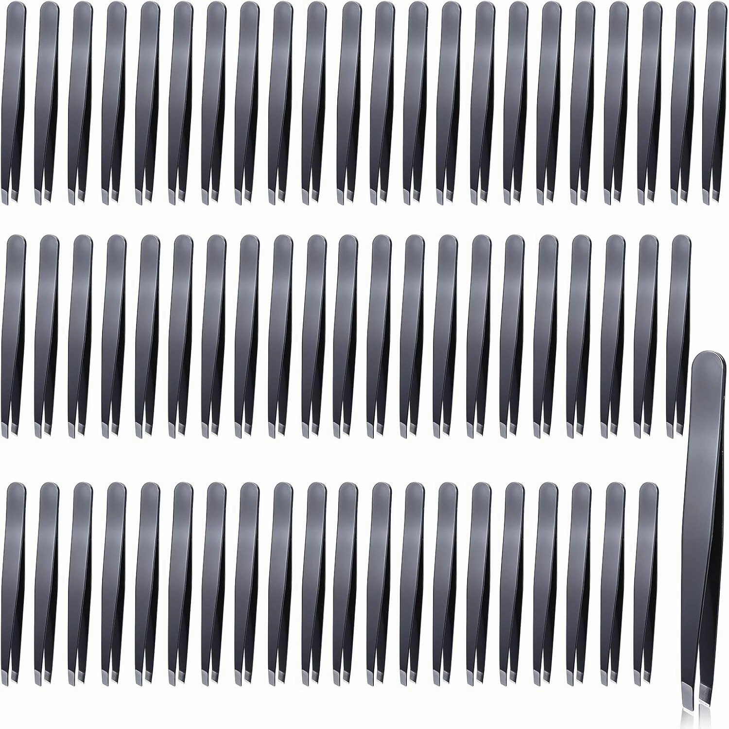 64Pcs Slanted Lash Tweezer for Women Men, Professional Stainless Steel Tweezers High Precision Tweezers Bulk for Ingrown Hair Removal Eyelash Extension Plucking Blackhead