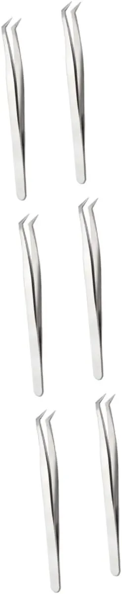 6pcs Grafting Eyelashes Tweezer High Precision Fake Eyelash Extension Tool for Makeup Silver Tweezers for and Daily Wear