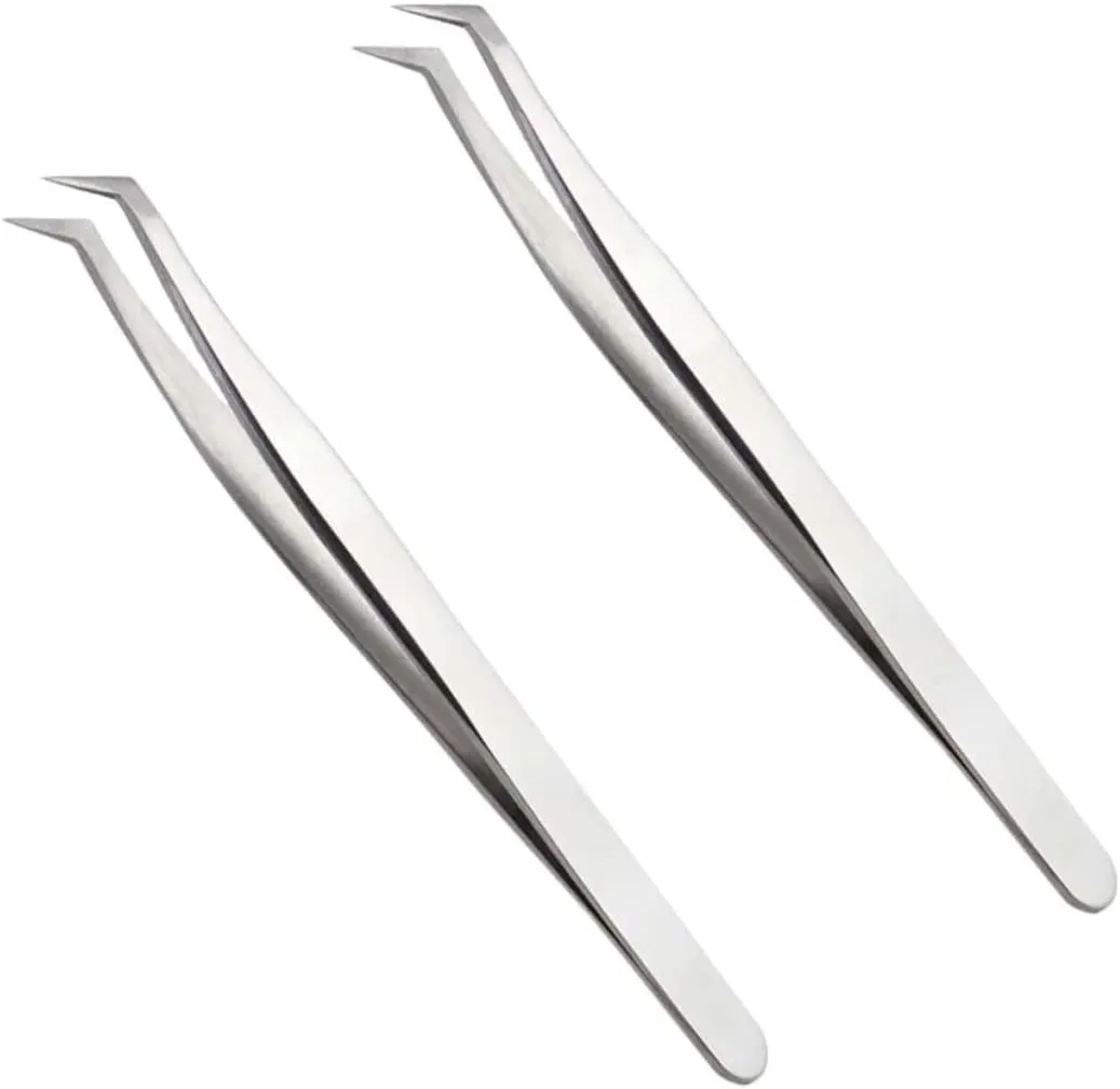 6pcs Grafting Eyelashes Tweezer High Precision Fake Eyelash Extension Tool for Makeup Silver Tweezers for and Daily Wear