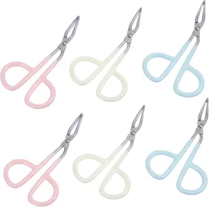 6pcs Stainless Steel Eyebrow Tweezers Scissor-style Clip Flat Straight Tips for Precision Grooming and Eyebrow Shaping Portable Cosmetic Tool for Quick