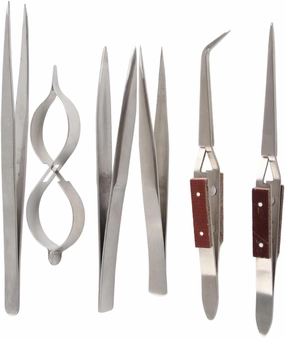 6pcs Self - Locking Jewelry Tweezers Set - Straight & Curved Tips, Ideal for Jewelry Makers and Processing Workers