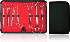 7 Pieces Body Piercing Instruments Kit Tools Penington, Sponge, Septum Forceps, 4 Prong Ball Grabber & Bead Tweezer DS-1591
