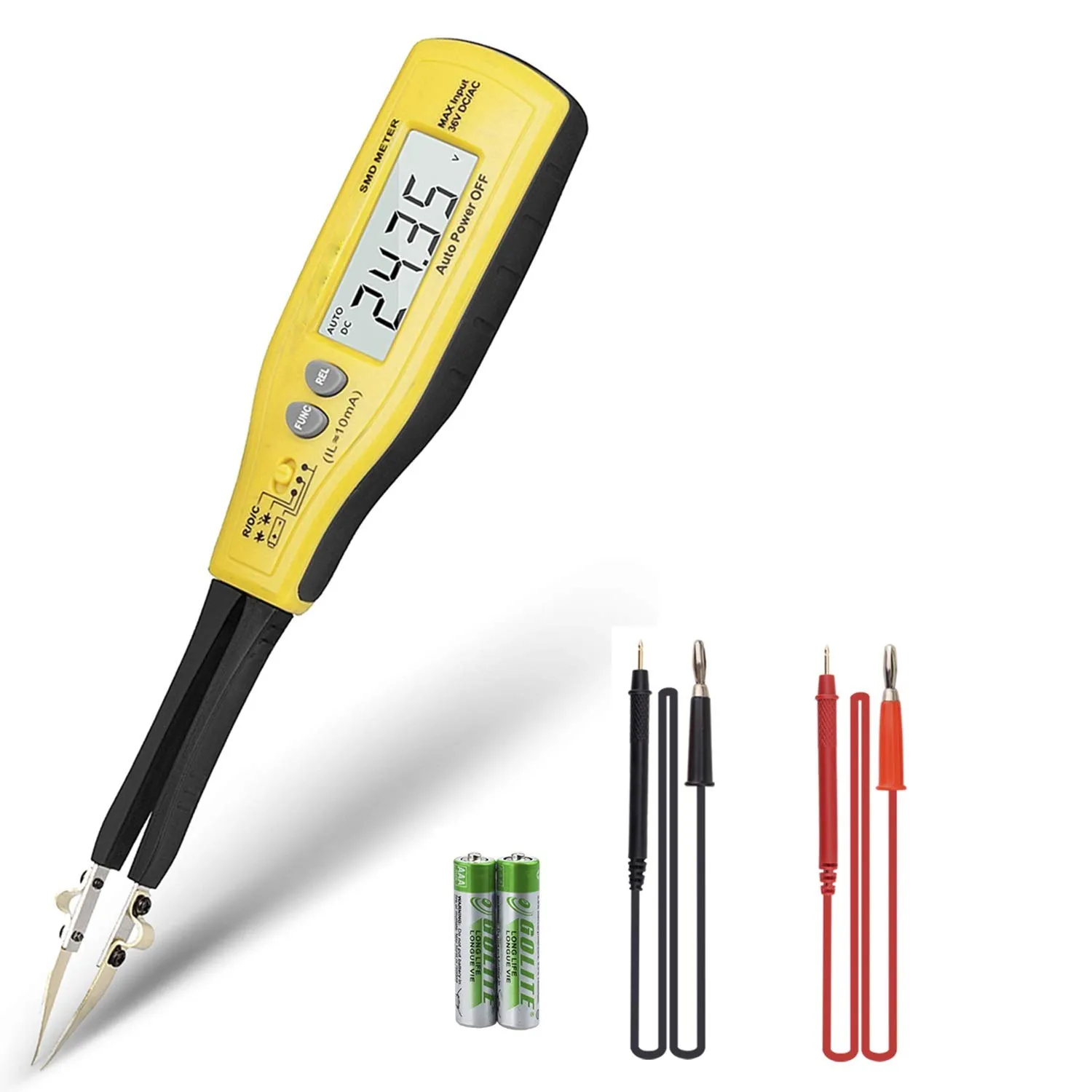 AIOMEST Digital SMD Tester, Handheld DMM Resistance Ohmmeter Tweezers, Capacitance Diode Continuity Battery Test, Mini Smart Multimeter SMD Meter with Spare Test Pin AI-990C