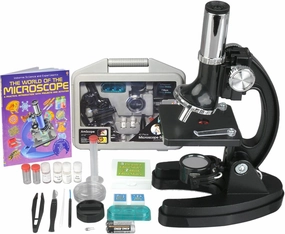 AmScope - 120X-1200X Kids 52 pc Microscope Science Kit   World of The Microscope Book - M30-ABS-KT2-WM - Black