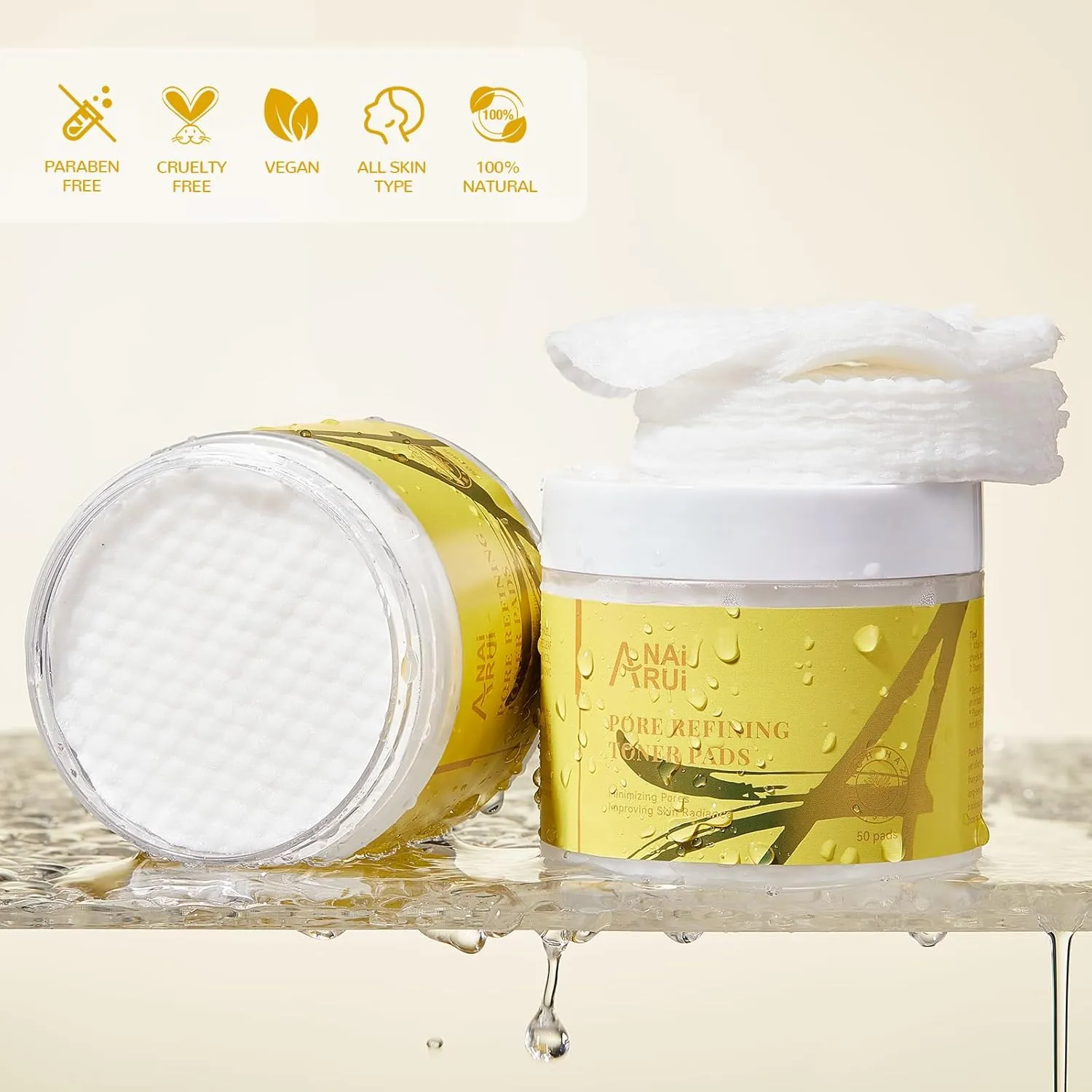 ANAI RUI Pore Minimizing Pads, with Witch Hazel, PHA, Salicylic Acid, Niacinamide, Facial Toner Pads for Exfoliation and Minimizing Pores, Improving Skin Tone, Face Exfoliating Pads 50 Pads