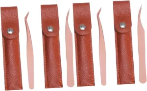 Angoily 8pcs Stainless Steel Eyelash Extension Tweezers Set Rose Gold Dolphin Curved Tweezers for Makeup for Isolating Picking Includes Cases