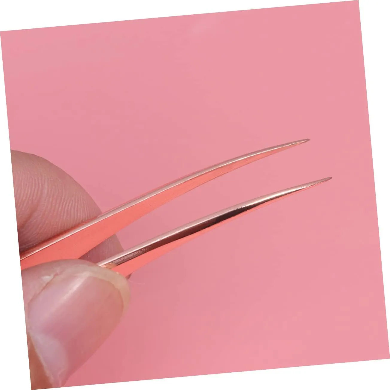 Angoily 8pcs Stainless Steel Eyelash Extension Tweezers Set Rose Gold Dolphin Curved Tweezers for Makeup for Isolating Picking Includes Cases