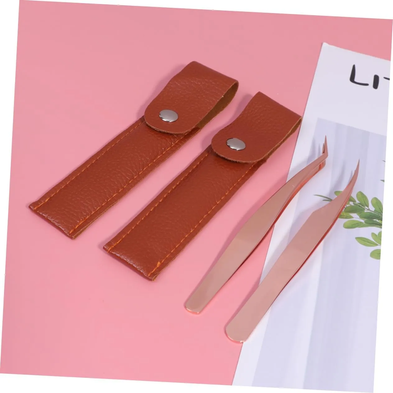 Angoily 8pcs Stainless Steel Eyelash Extension Tweezers Set Rose Gold Dolphin Curved Tweezers for Makeup for Isolating Picking Includes Cases