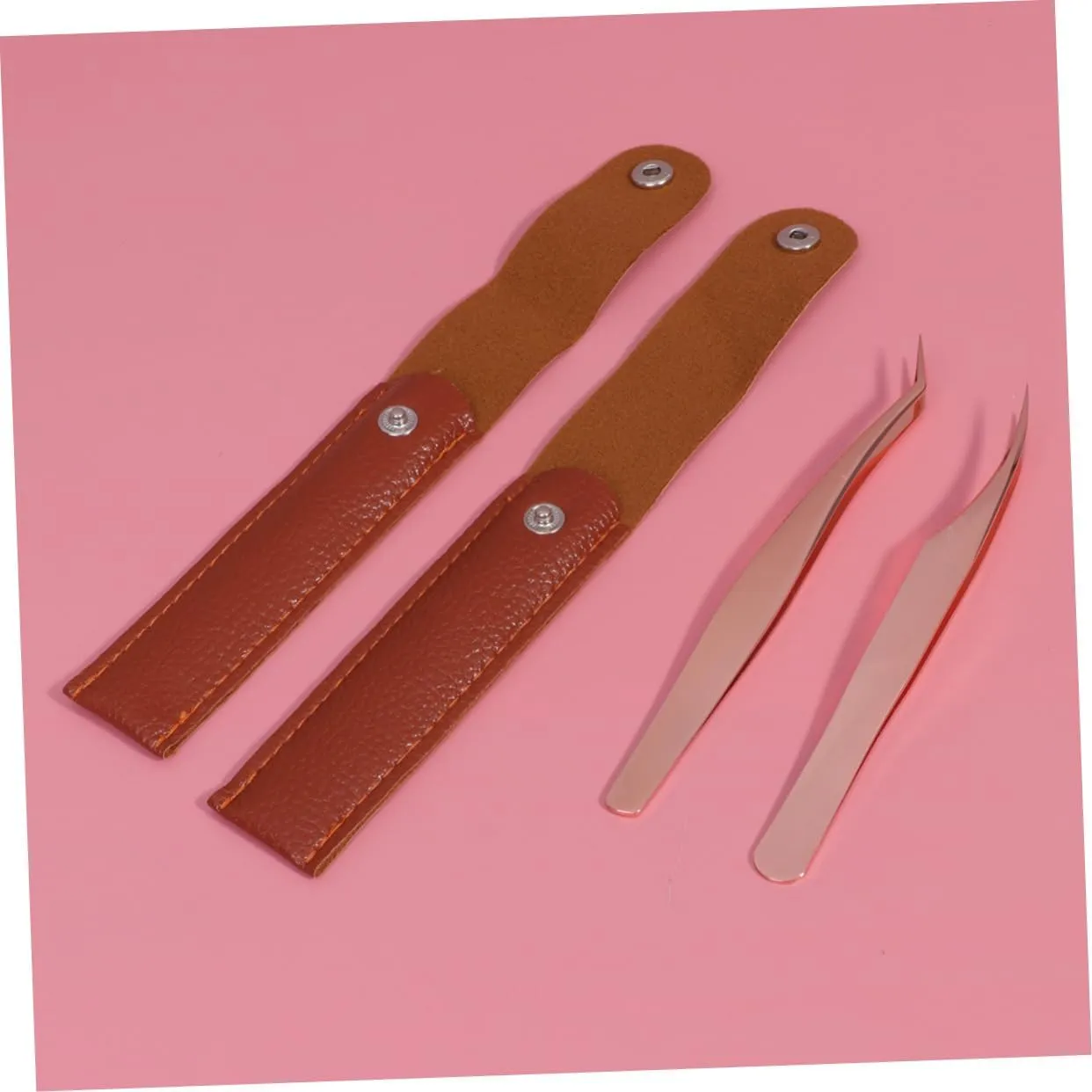 Angoily 8pcs Stainless Steel Eyelash Extension Tweezers Set Rose Gold Dolphin Curved Tweezers for Makeup for Isolating Picking Includes Cases