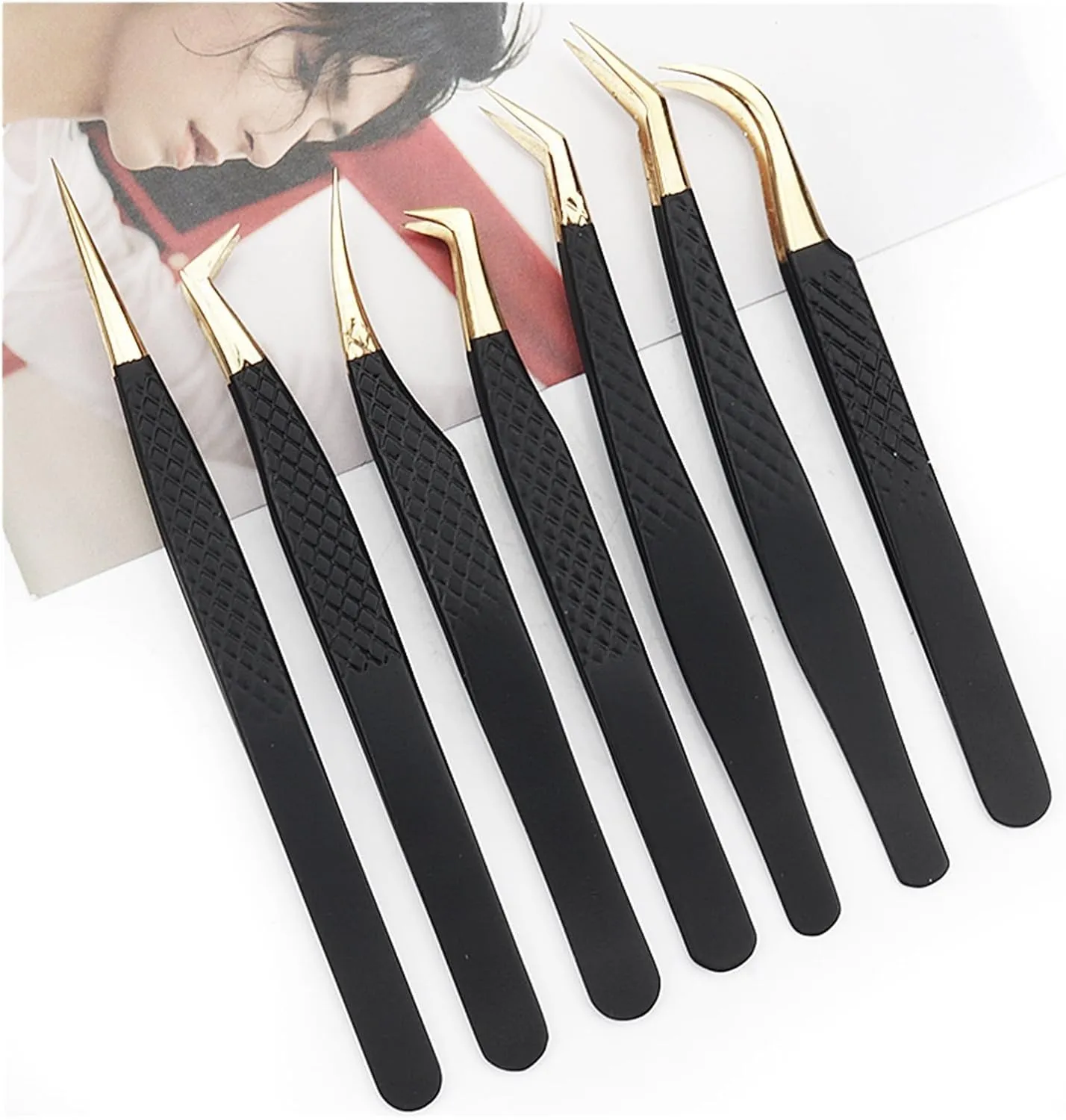 Anti-static Stainless Steel Eyelashes Tweezers Lashes Extension Supplies Industrial Precision Eyebrow Tweezer Makeup Tools(AA291-06)