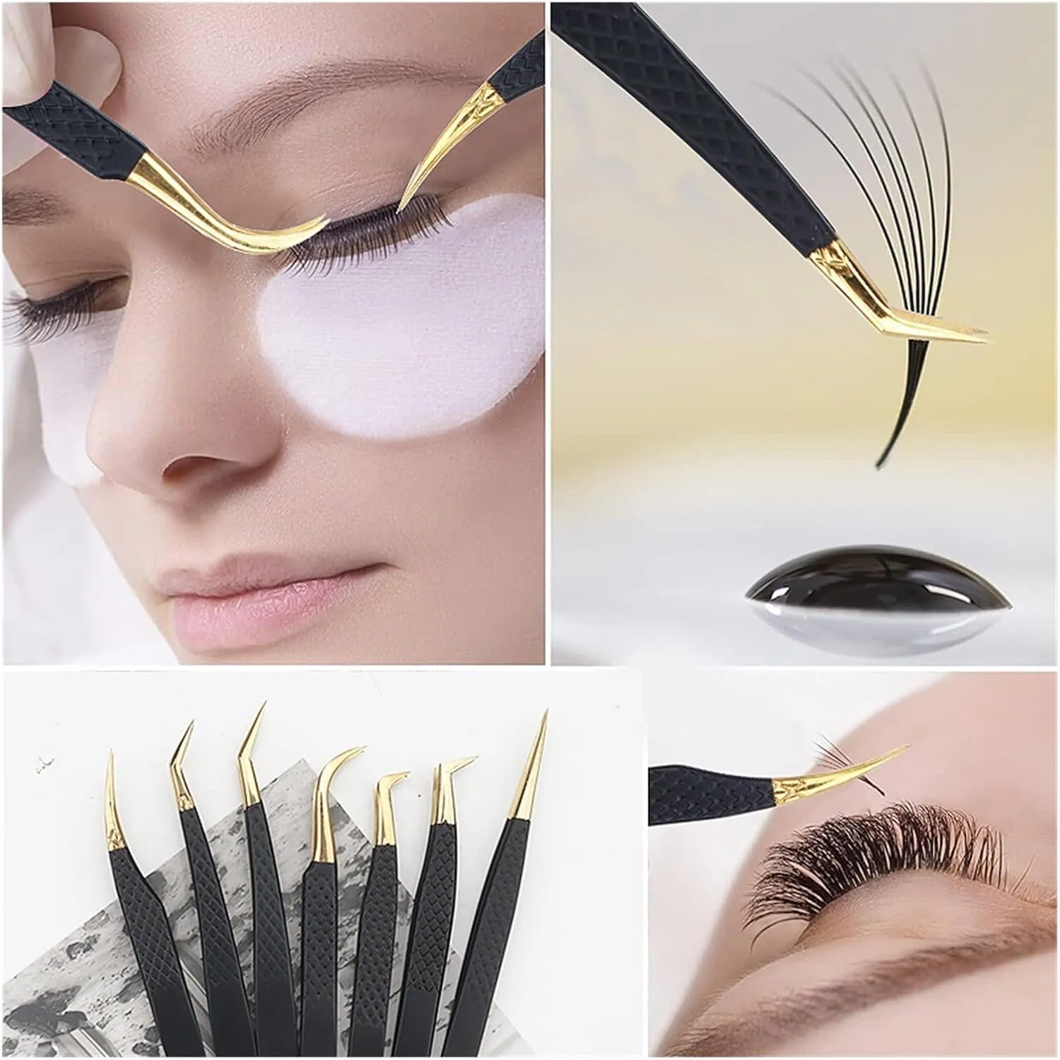 Anti-static Stainless Steel Eyelashes Tweezers Lashes Extension Supplies Industrial Precision Eyebrow Tweezer Makeup Tools(AA291-06)