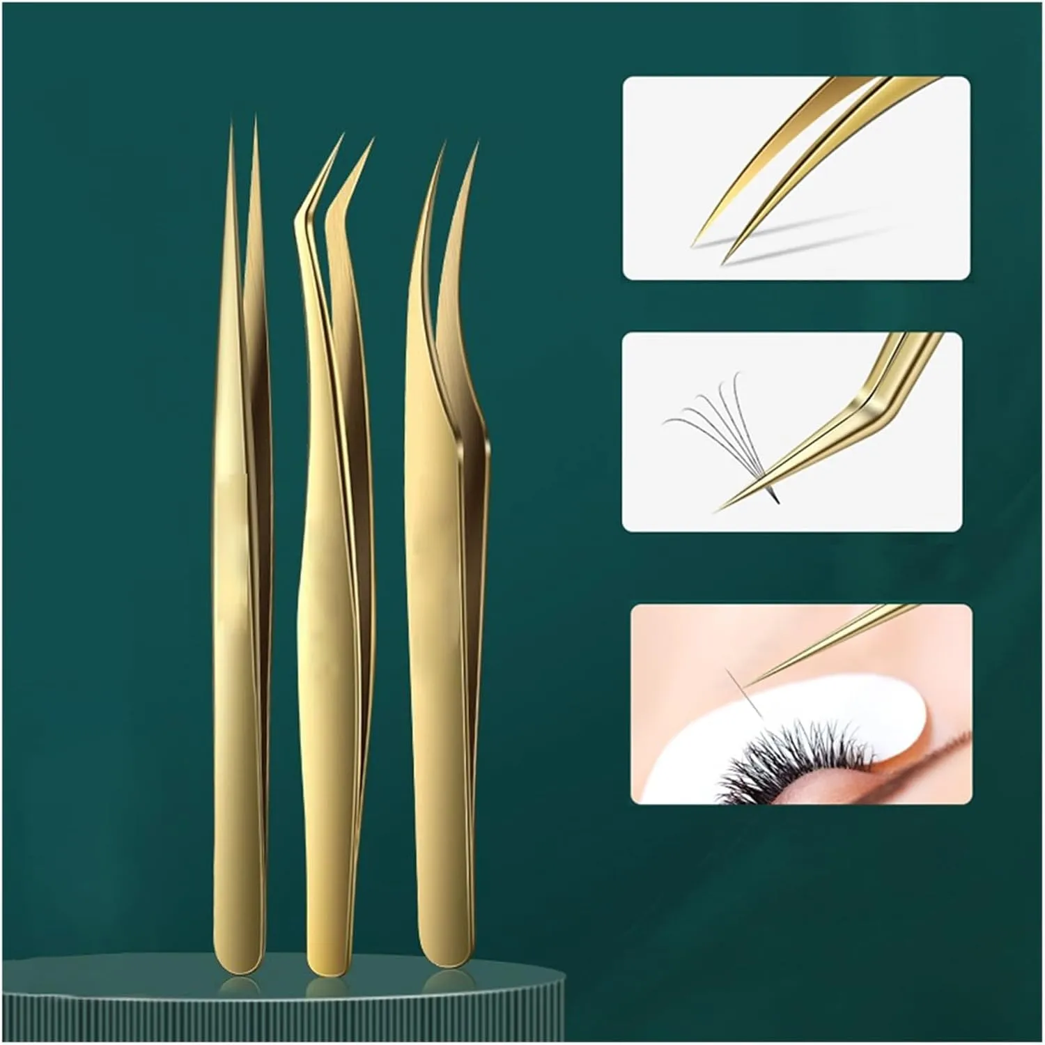 Anti-static Straight Eyelash Extension Tweezers Industrial Precision Curved Straight Lash Eyebrow Tweezers Makeup Tools(Dolphin)