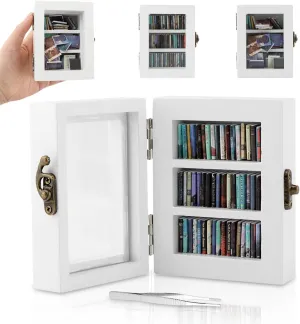 Anxiety Bookshelf Mini Bookshelf Ornament Miniature Bookshelf, Miniature Book Library Shake Away Your Anxiety,With 60pcs Mini Books and Tweezer for Book Lovers Home Office Decor