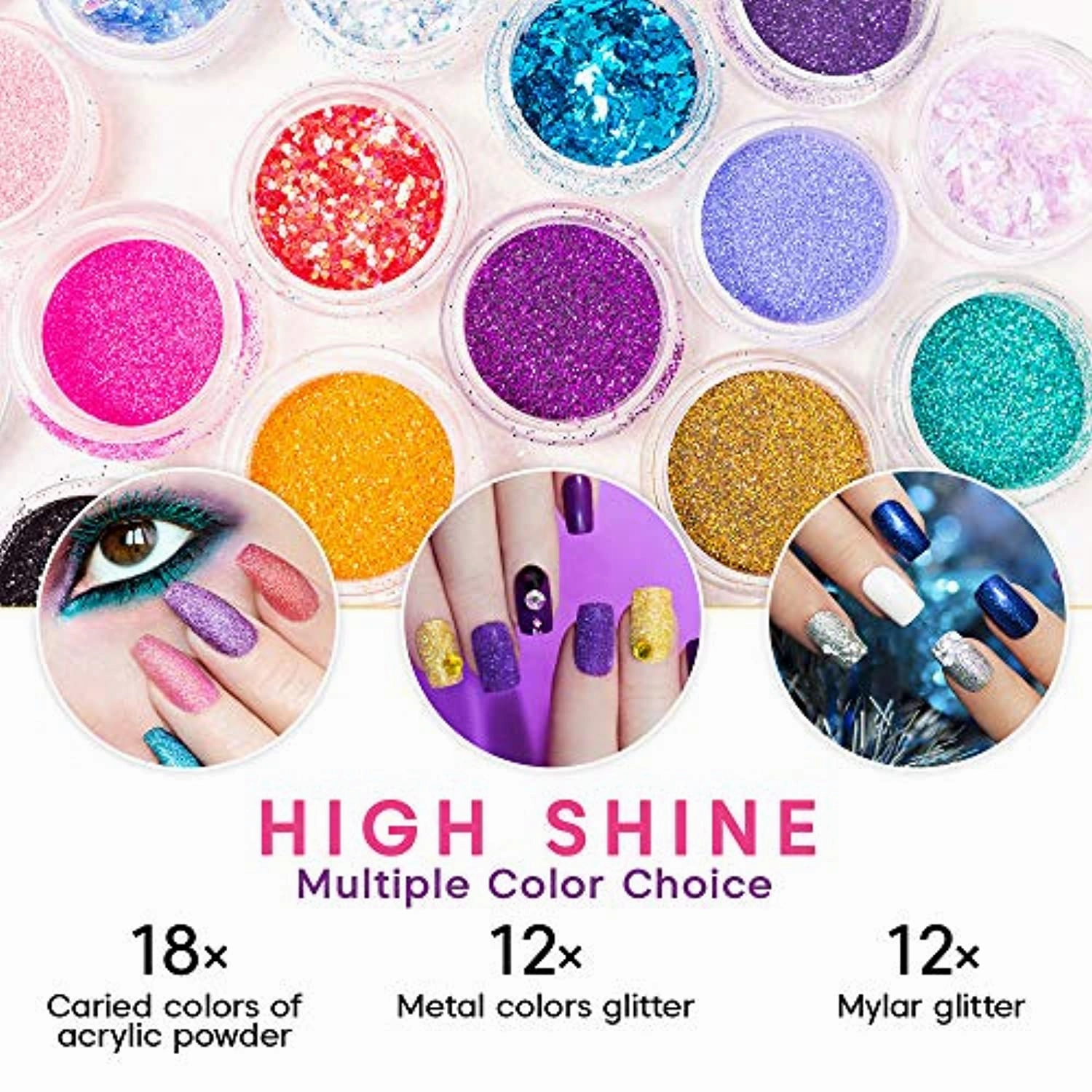 AOBBIY Acrylic Nail Kit With Everything, Professional Manicure Acrylic Nail Kit, For Professional and Home Use. Including Acrylic Nail Powder, Liquid Brush, Glitter, Clipper, Nail Art Tools Kit.