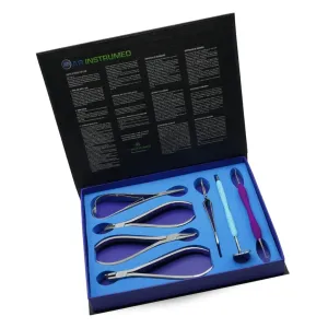 AR INSTRUMED 8 Pieces Ortho Bonding Set, Medical Grade Stainless Steel Band Pusher Scaler, Serrated Narrow Tip, Soft Silicone Dark Purple Handle, Orthodontic Ligature Cutter
