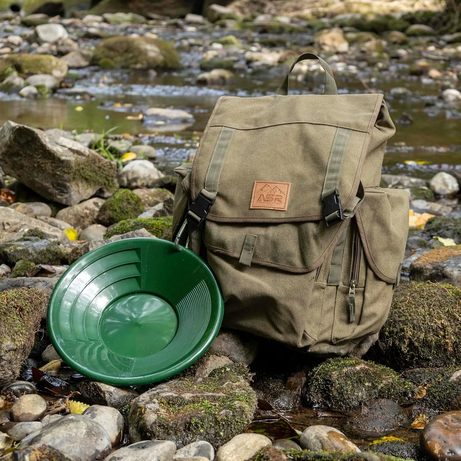 ASR Outdoor Gold Pan Gold Prospecting Beginners Kit, Collection Tools, 5 Piece Green