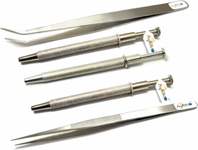 ATAR 5 Pcs Jewelry Pick Up Tool Set || Stainless Steel 3 4 5 Prongs Tweezer & Curve Straight Tweezer || Diamond Gemtone beads 3 4 5 Claw Tweezers || Jewelry Making Jeweler Tool.