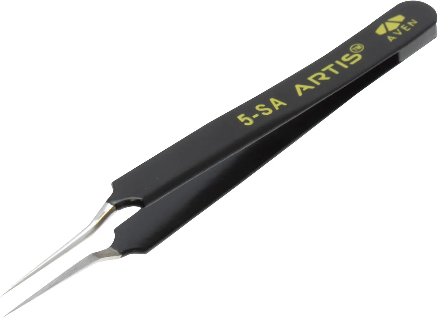 Aven 18062ARS 5-SA Style Artis Tweezer, Black with Yellow Print