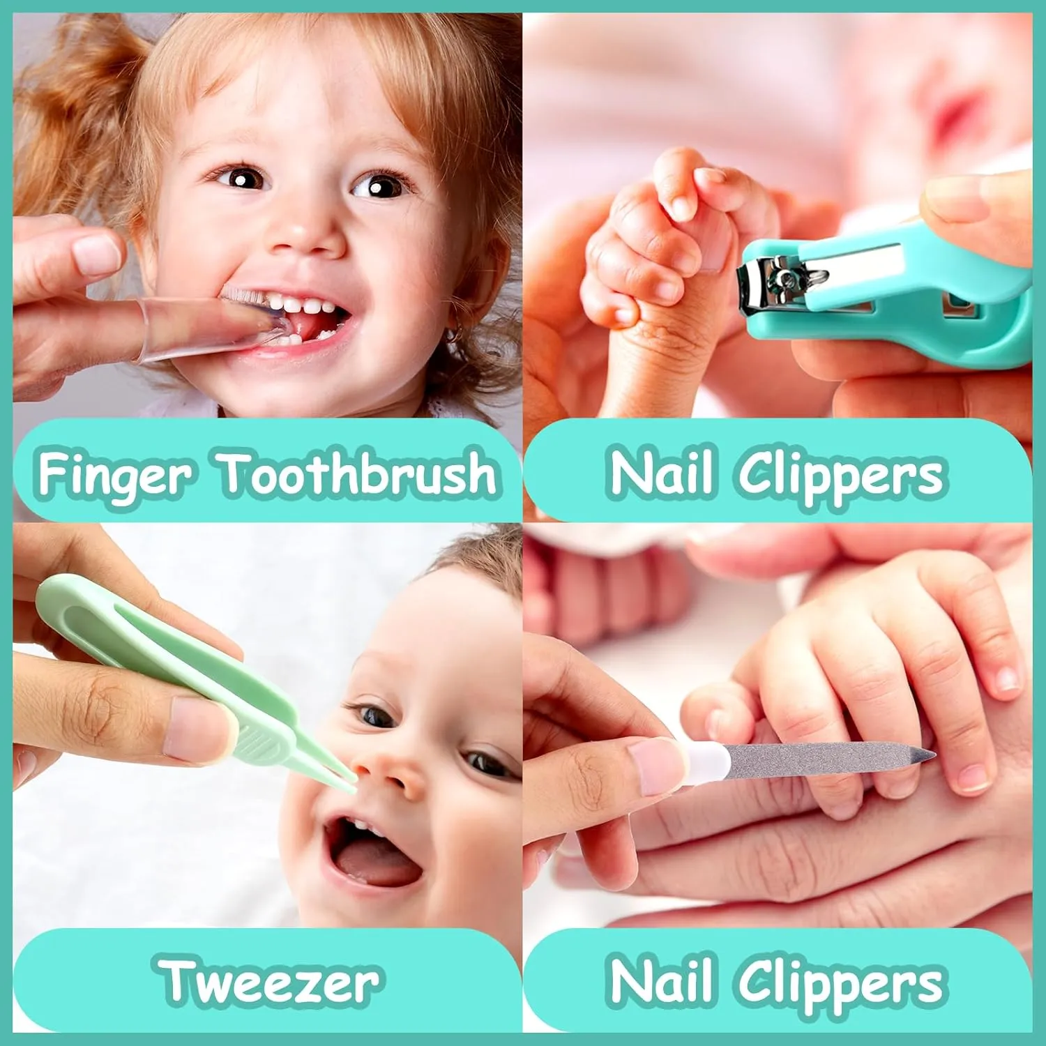 Baby Healthcare and Grooming Kit, 20 in 1 Portable Baby Safety Care Set with Hair Brush Comb Nasal Aspirator Electric Nail Trimmer Set Baby Essentials kit for Newborn Boys Girls (Green 20 in 1)