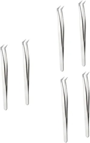 balacoo 6pcs Grafting Eyelashes Tweezers Precision Fake Eyelash Application Tools Lightweight Makeup Accessories for Salon Use for Weddings Photoshoots and Daily Wear