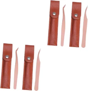 balacoo 8pcs Stainless Steel Eyelash Tweezers Set Rose Gold Dolphin Curved Tweezers Cases for Eyelash Extensions Precision Isolation Easy Maneuvering