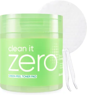 BANILA CO Clean it Zero Green Peel Toner Pad | Vegan Korean Dual Textured for Gentle Exfoliating | Green Complex and LHA to Even Skin Texture and Remove Sebum | Hypoallergenic, Alcohol-Free (70ea)