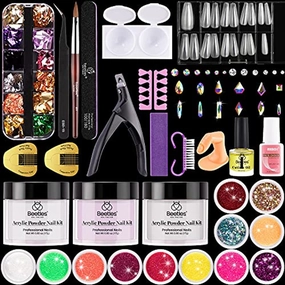 Beetles 31 in One Acrylic Powder Nail Kit Nail Powder with Acrylic Nail Brush Nail Forms Tips， Decoration Professional Nail Art Powder Set for Beginner DIY Home Salon Manicure