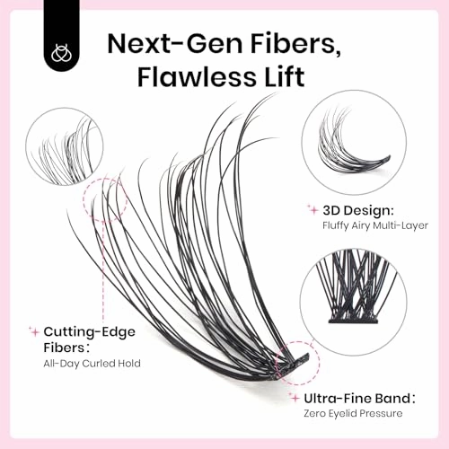 Beetles Lash Clusters 320pcs Individual Lashes 30D Natural Wispy Eyelash Clusters 8-16mm Cluster Eyelash Extensions D Curl False Eyelashes DIY Cluster Lashes (C028, 30D, 8-16mm)