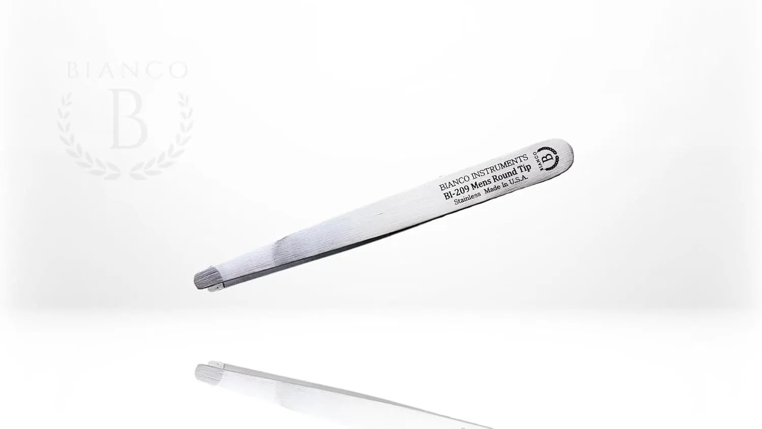 Bianco Instruments Men's Round Tip Tweezer - Premium Stainless Steel, Made in USA - Ideal for Eyebrow, Facial & Hair Removal - Precision Grooming Tool for Men