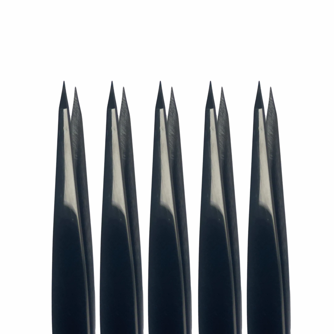 Browshop Professional Tweezer - Fine Point Black Plasma (Wholesale 5 pack, RRP $29.99)