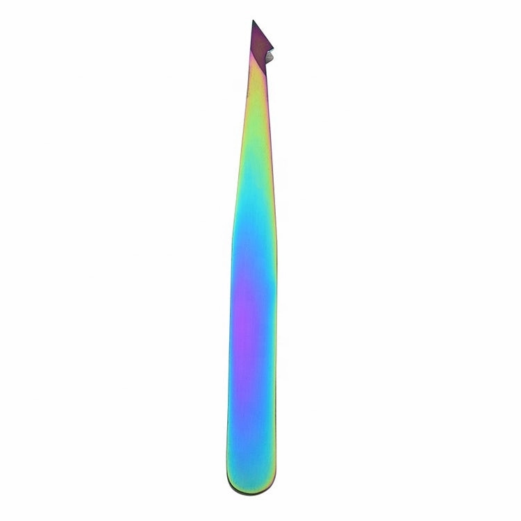 Browshop Professional Tweezer - Slanted Point Rainbow Holographic