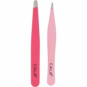 Cala Tweezer Duo | Fine Point & Slanted (Coral)
