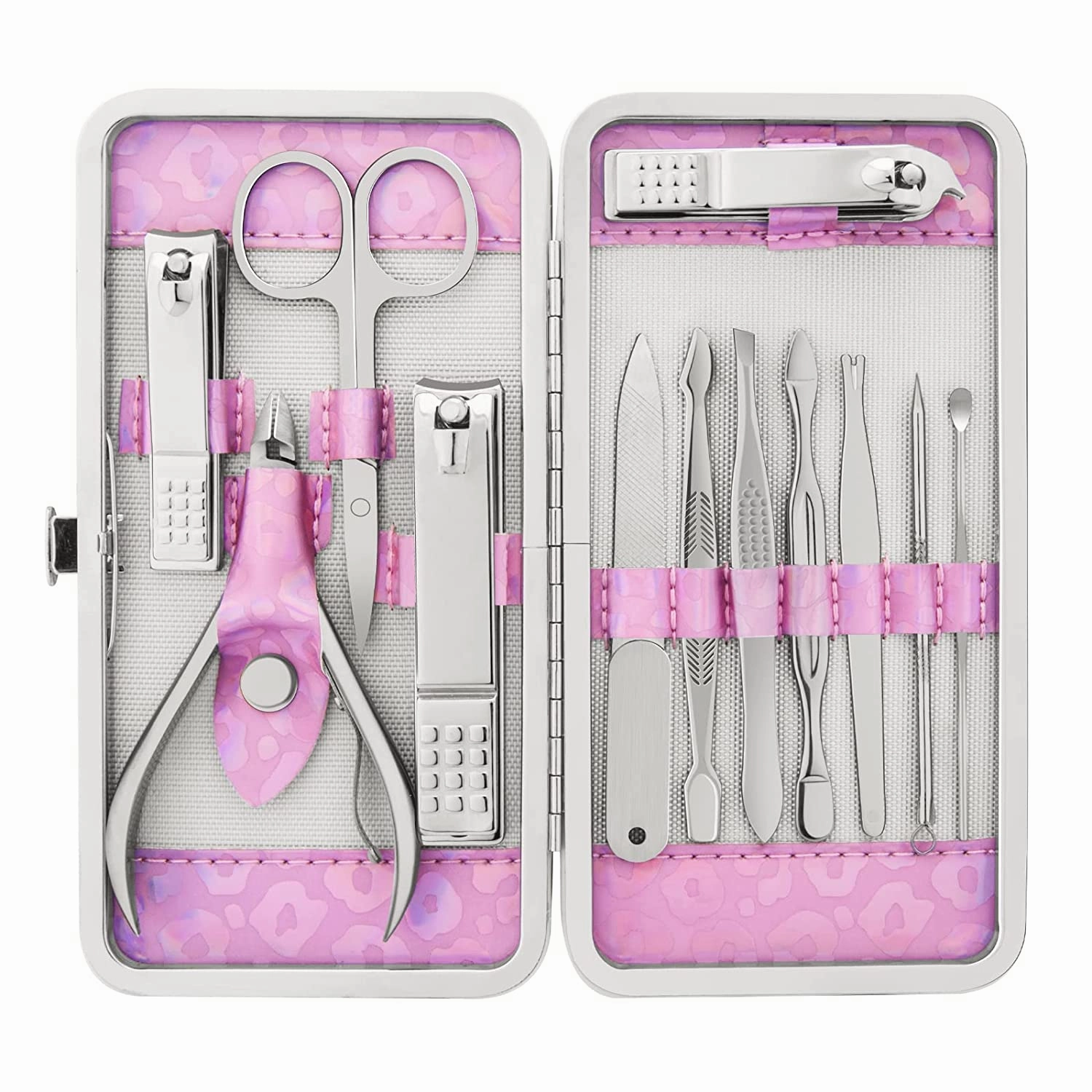 CGBE Manicure Set Nail Clippers Pedicure Kit Men Women Grooming kit Manicure Professional Nail Care Tools Gift 12Pcs with Luxurious Travel Case