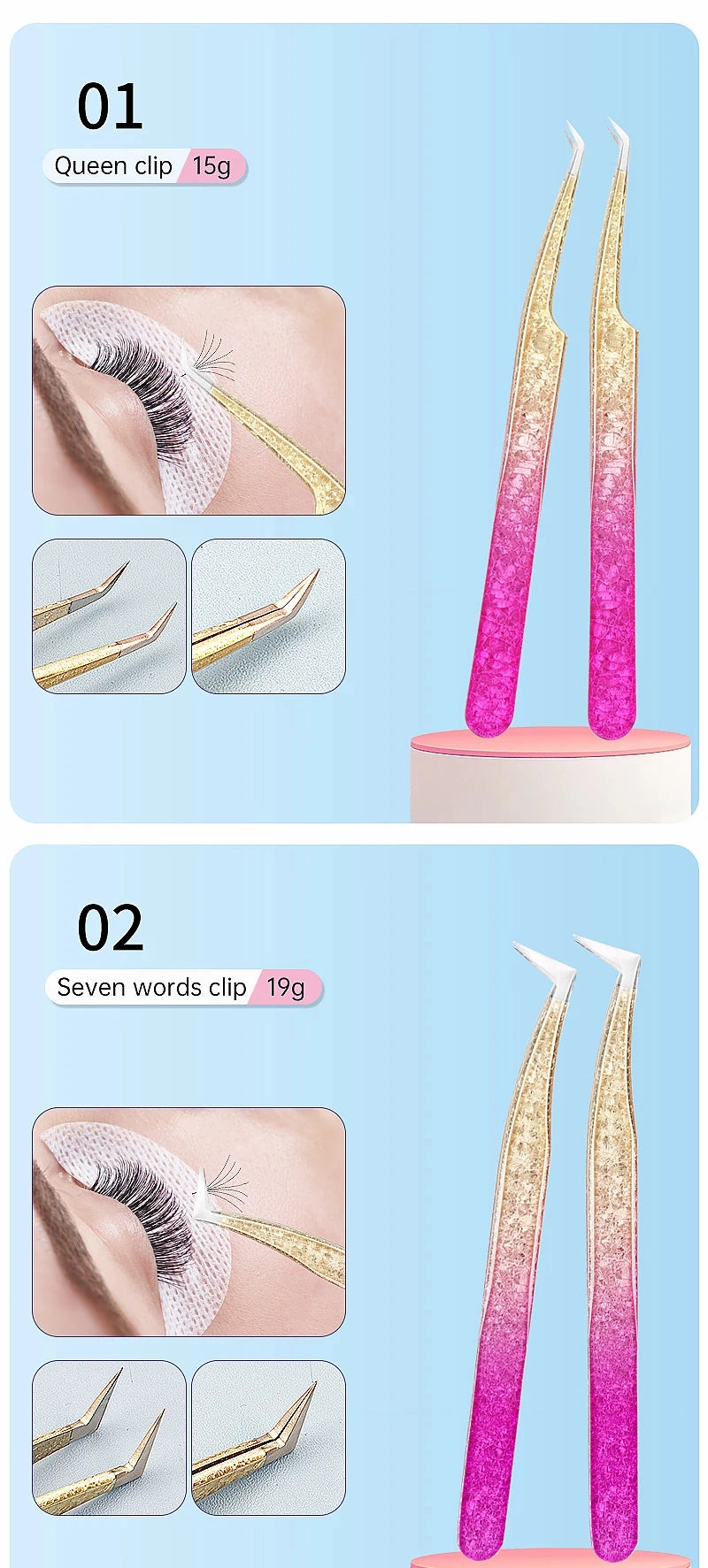 Clark & Co. 3D Ice Flower Eyelash Tweezers – High-Precision Stainless Steel Lash Extension & Eyebrow Tool