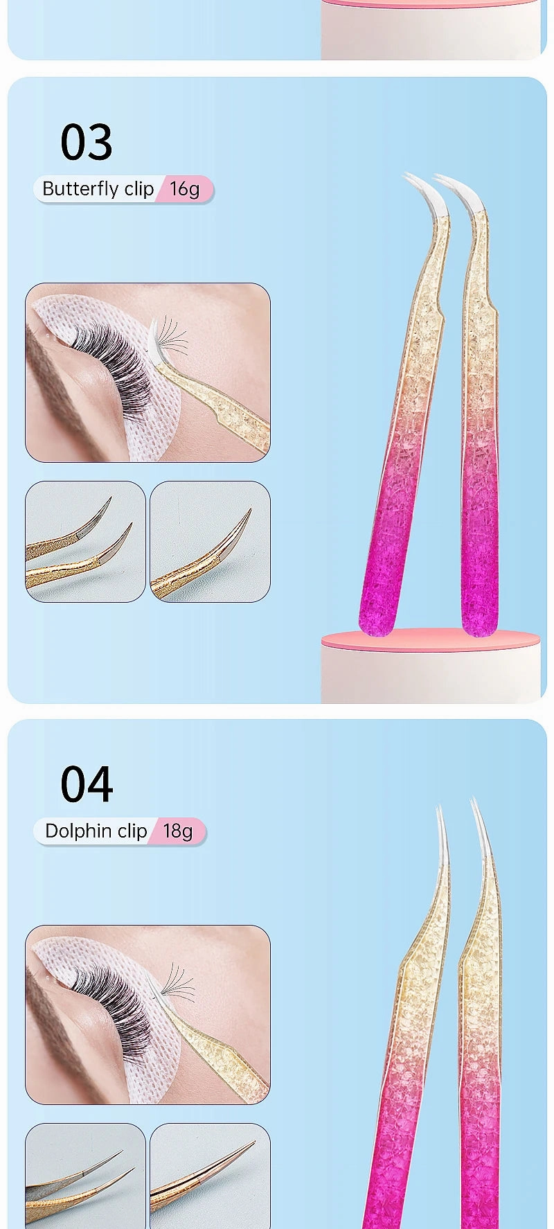 Clark & Co. 3D Ice Flower Eyelash Tweezers – High-Precision Stainless Steel Lash Extension & Eyebrow Tool