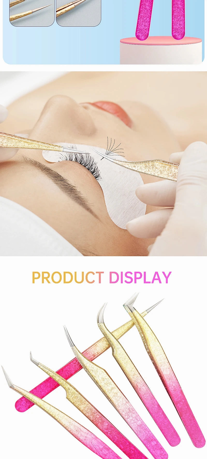 Clark & Co. 3D Ice Flower Eyelash Tweezers – High-Precision Stainless Steel Lash Extension & Eyebrow Tool