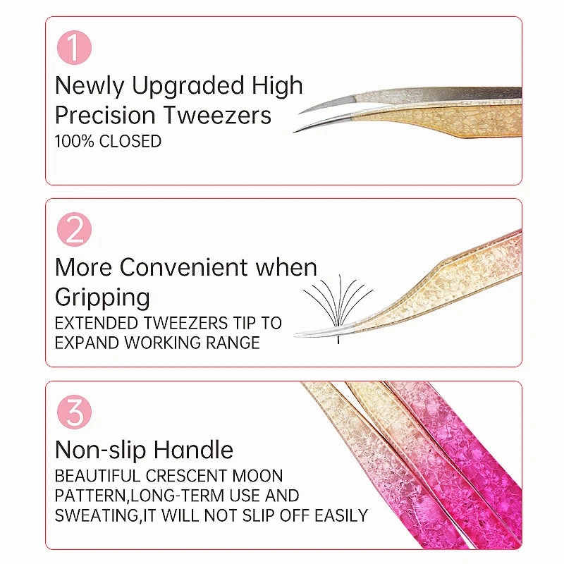 Clark & Co. 3D Ice Flower Eyelash Tweezers – High-Precision Stainless Steel Lash Extension & Eyebrow Tool