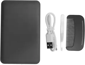 Compact Mirror, Pocket Mirror, Rechargeable Travel Makeup Mirror, LED Makeup Mirror with Fill Light Travel Comb Metal Eyebrow Tweezer for Travel (Black)
