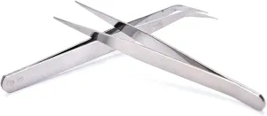 Craft Tweezers Precision 2PCS/Set Straight Curved Tweezer for Eyelash Extensions Nail Art Nippers Tweezers for Crafting