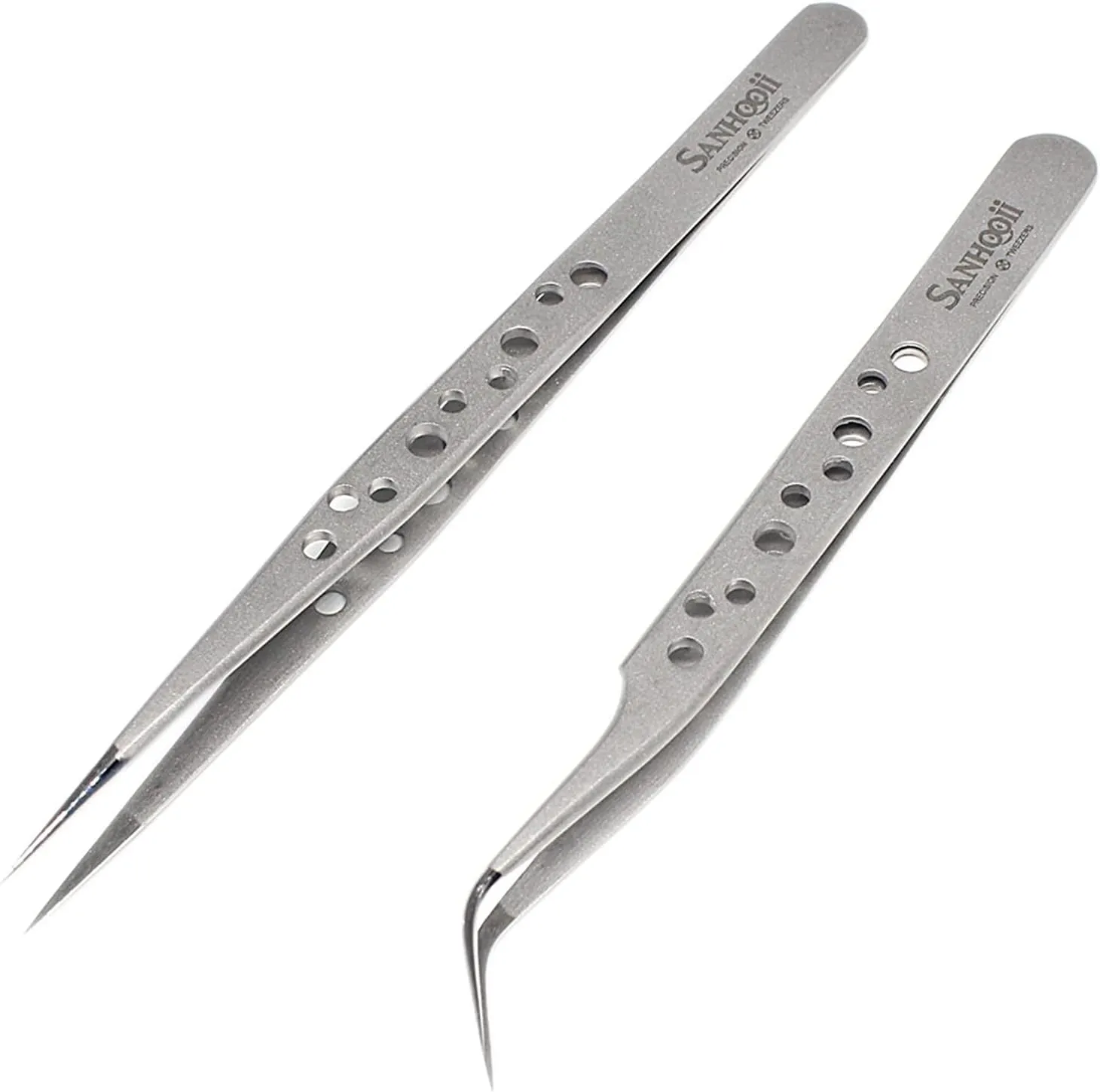 Craft Tweezers Precision Stainless Eyebrow Tweezer Eyelash Extension Grafting Makeup Tools Bulk Antistatic ESD Presicion Tweezers Repair Wholesale ZM56 Tweezers for Crafting(Bent)