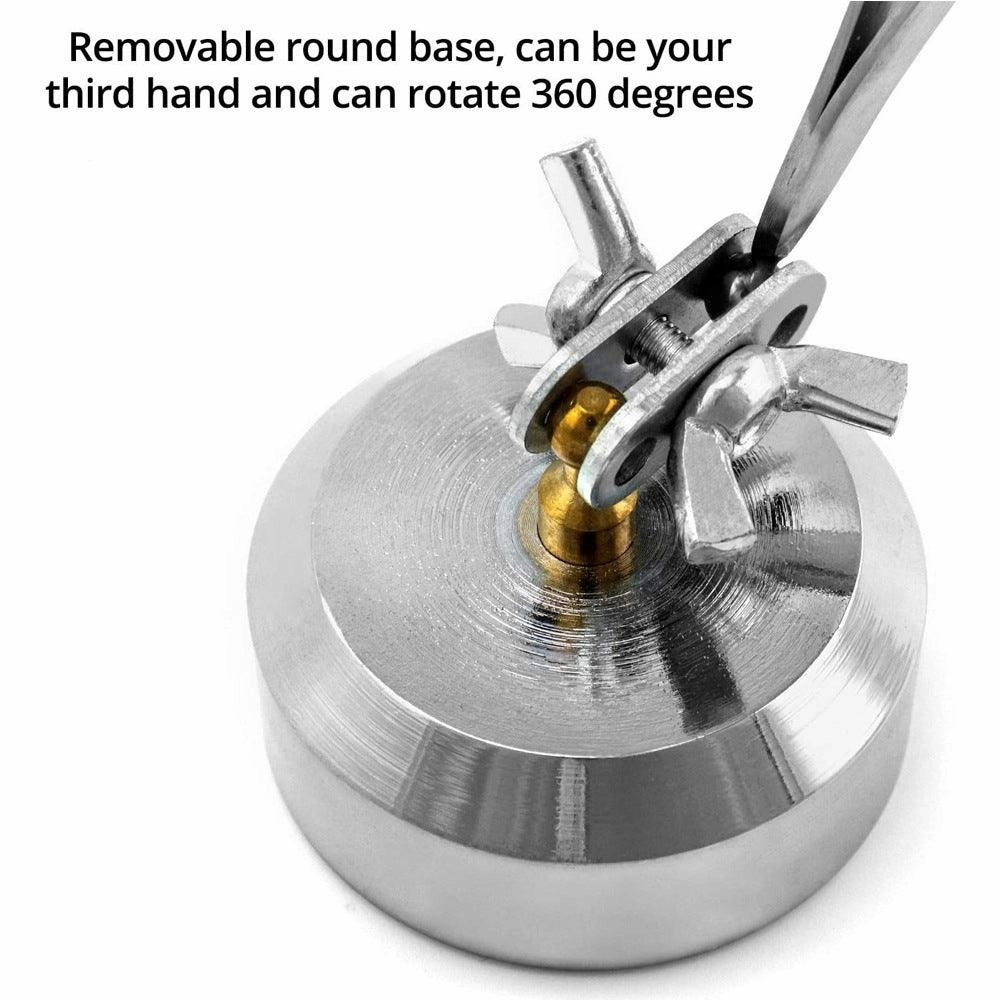 Cross Locking Jewelry Welding/Soldering Tweezers with Base 360° Rotation
