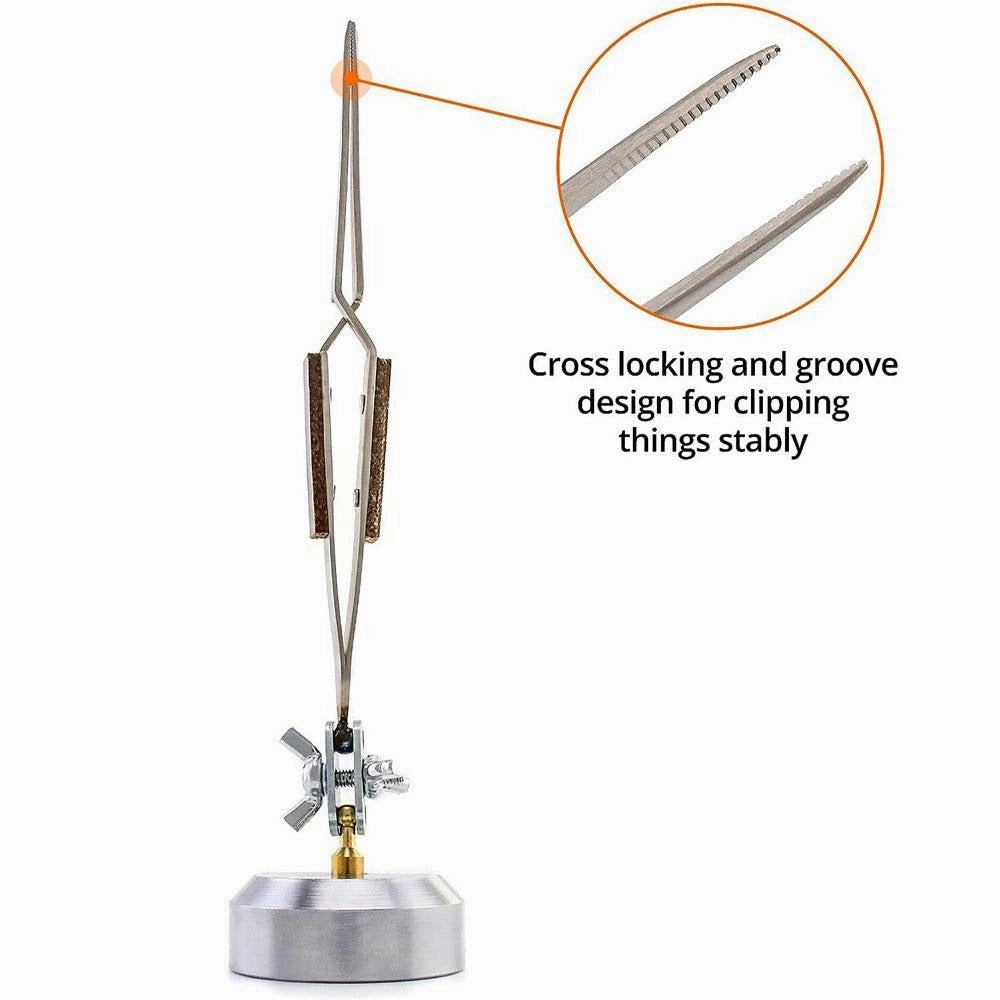 Cross Locking Jewelry Welding/Soldering Tweezers with Base 360° Rotation