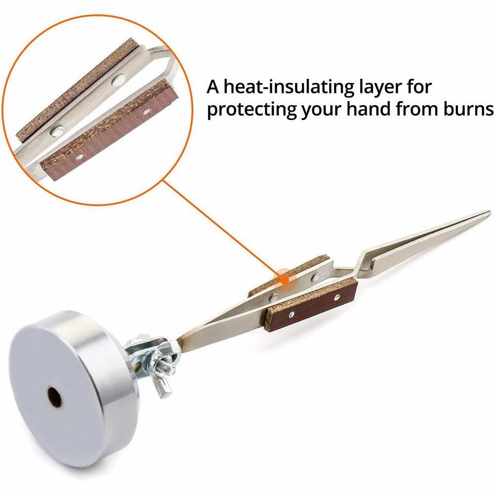 Cross Locking Jewelry Welding/Soldering Tweezers with Base 360° Rotation