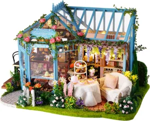 CuteQi Miniature House Kit DIY House Kit Creative Room with Furniture House Making Kit with Light and Music HandmadeCrafts Gift for Adults&Friend&Lovers (1:24 True Restoration, DIY Rose Garden)