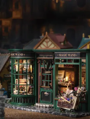 CuteQi Miniature House Kit DIY House Kit Creative Room with Furniture Tiny House Making Kit with Light and Music HandmadeCrafts Gift for Adults & Friends,Lovers and Families(Magic Wand Shop)