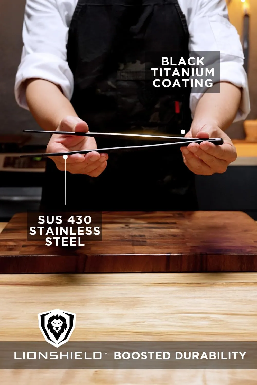 DALSTRONG Chef Tweezers Professional Kitchen Tongs- 12" high-precision Tweezer Tongs for Cooking - Stainless Steel Black w/vTitanium Coating -BBQ, Plating, Multi-use