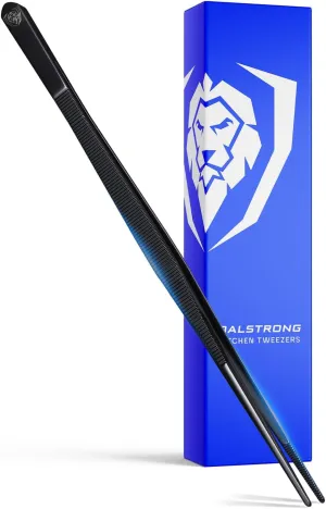 DALSTRONG Chef Tweezers Professional Kitchen Tongs- 12" high-precision Tweezer Tongs for Cooking - Stainless Steel Black w/vTitanium Coating -BBQ, Plating, Multi-use